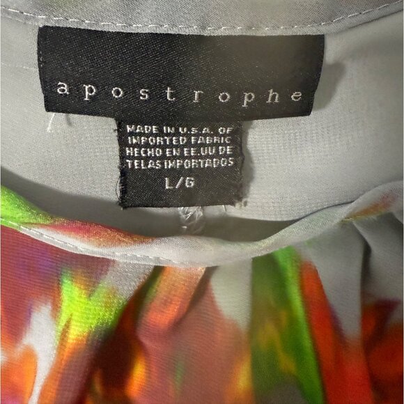 Sheer Gray Womens L Flowy Tank Blouse Vibrant Artful Apostrophe 70's Y2K - Picture 2 of 7